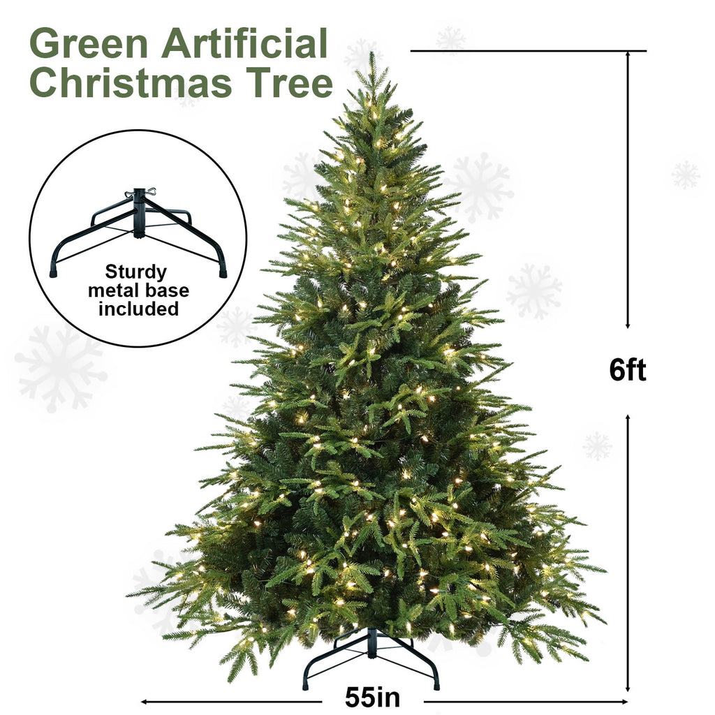 Soilhill 4ft Pre-Lit Artificial Christmas Tree with 907 PE/PVC Tips, Premium Holiday Xmas Tree with 150 Warm White LED Lights, Easy Assembly, Indoor Decoration