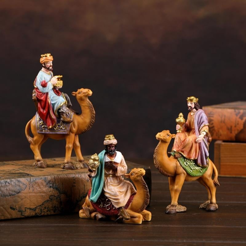 ANXPTIME Christmas Nativity Figurines Resin Manger Holy Family Nativity Scene Statue
