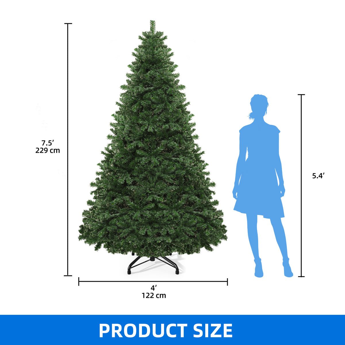 Dextrus 6ft Artificial Christmas Tree, Spruce Holiday Christmas Pine Tree with 880 Branch Tips & Metal Hinges, for Home, Office and Party Decor, Green