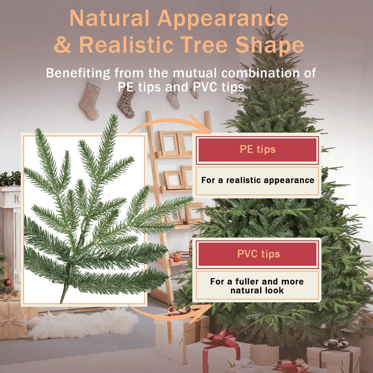 Makeatree 4ft Prelit Artificial Christmas Tree Realistic Fir Xmas Tree with 907 PE PVC Tips & 150 Lights Green & Foldable Base