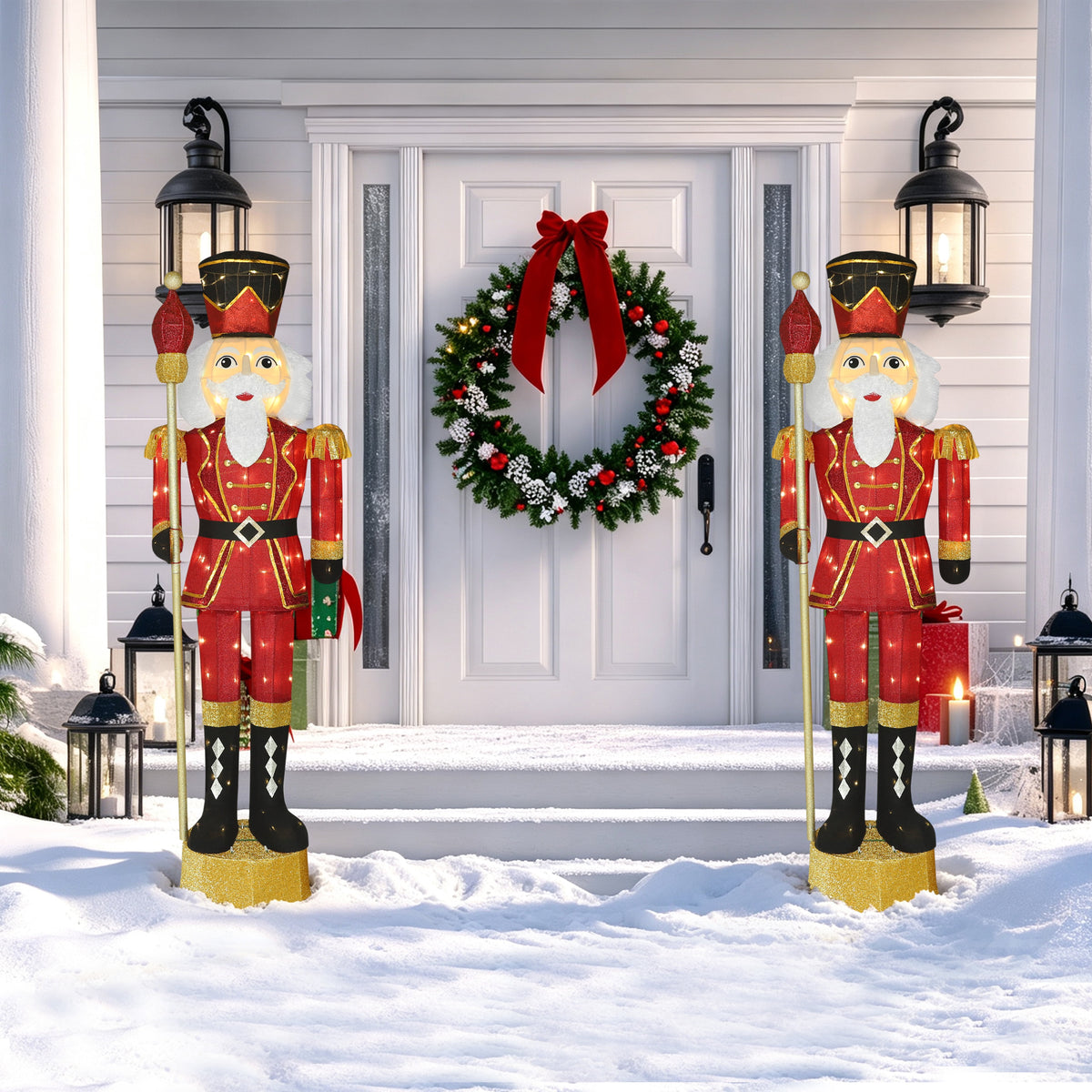 VEIKOUS 5ft Christmas Nutcracker Soldier Decoration, Xmas Indoor&Outdoor Decoration W/Candy Cane for Holiday Party