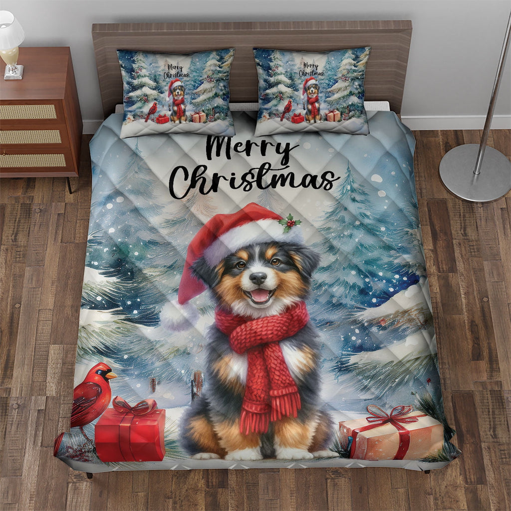 Merry Christmas French Bulldog Enjoys Woofmas Winter Xmas Holiday Quilt Bedding Set Dog Lover Gifts 1 Blanket Bed Cover 2 Pillowcases - 02022