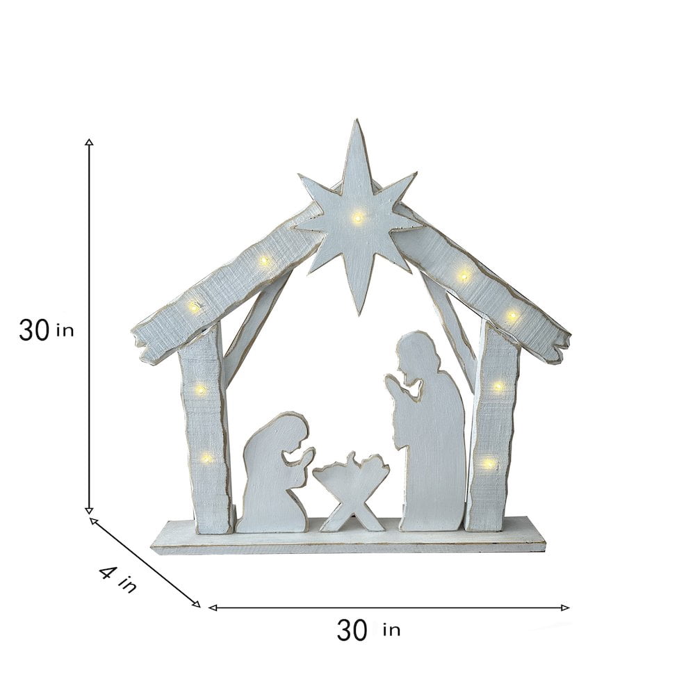 Hi-Line Gifts Battery Operated LED Lighted Wooden Nativity Family Christmas Decoration - 30.25"