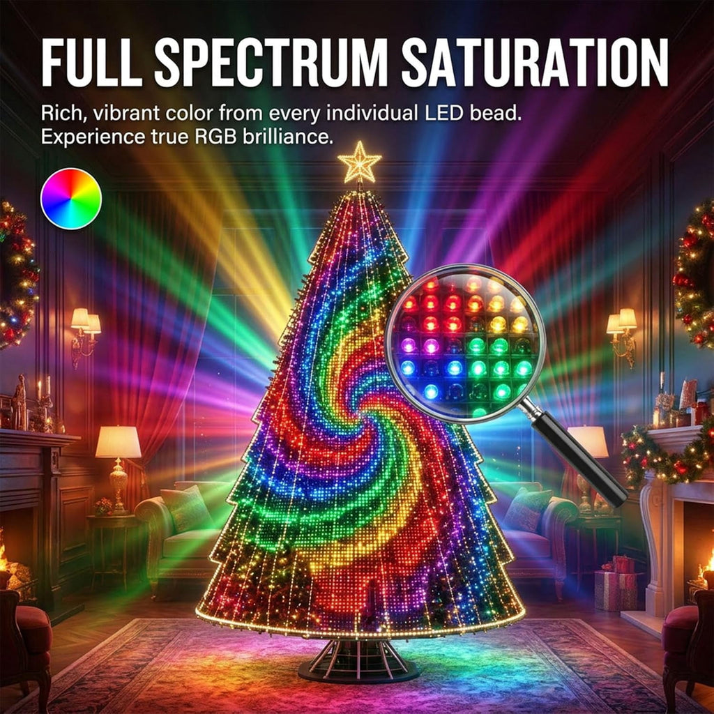 Smart Christmastree Lights - Change YourTree from Your Phone, addressable LEDs, Custom Designs and animations with app Control, dimming and USB Power