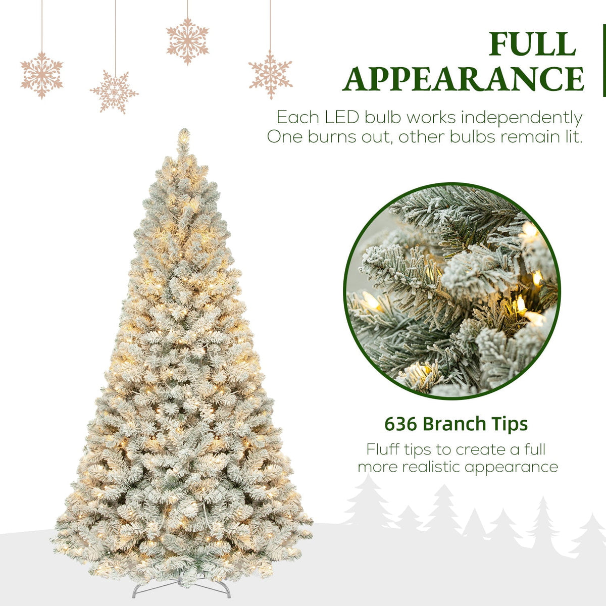 VIVATREES 6ft Pre-lit Artificial Christmas Tree 760 Hinged Branch Tips with 230 LED White Warm Lights Foldable Metal Base