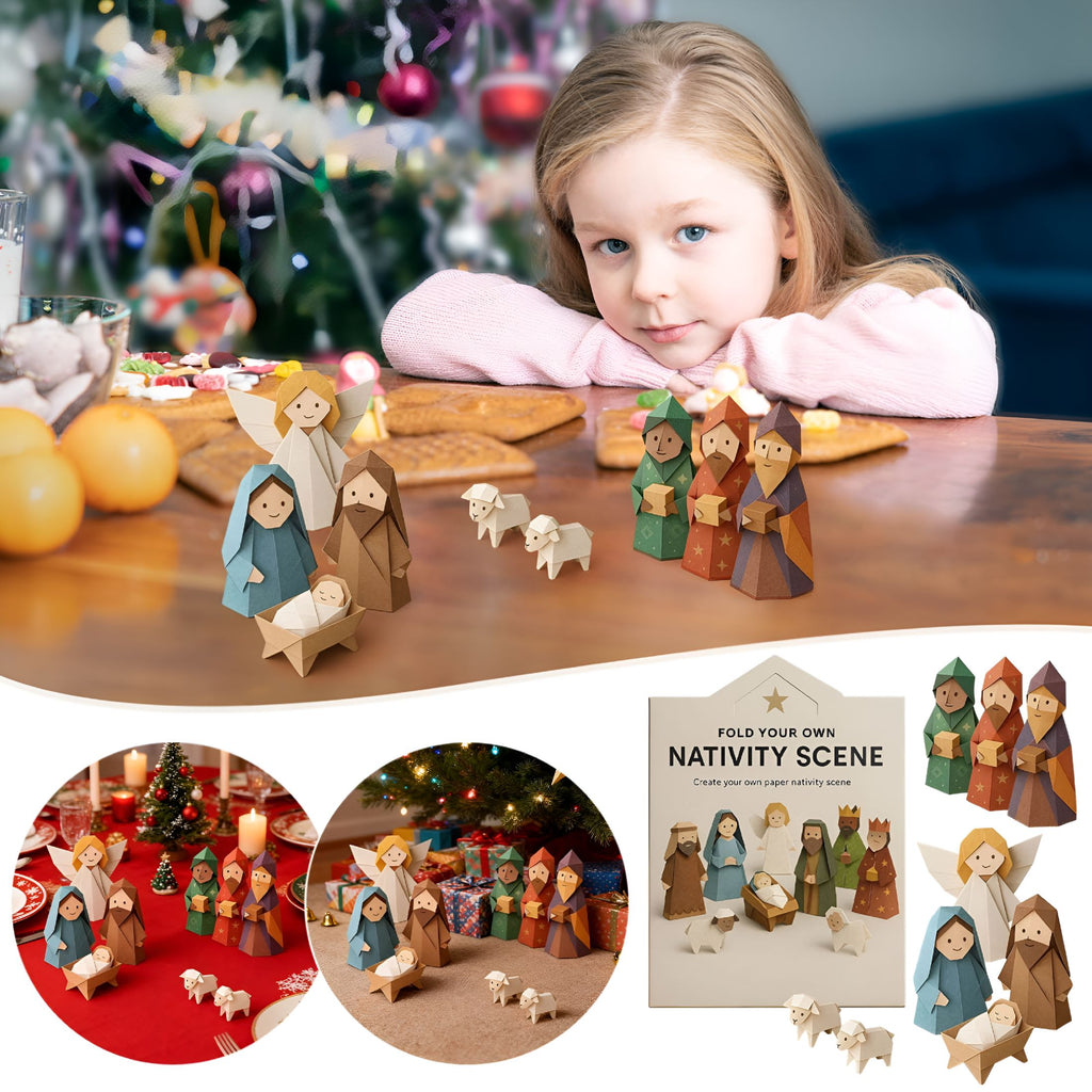 BESTSKY 2026 New Diy Paper Nativity Scene Kit-Holiday Decoration for Family Activities,Step-By-Step Instructions for Easy Crafting,For Mantel and Table Display