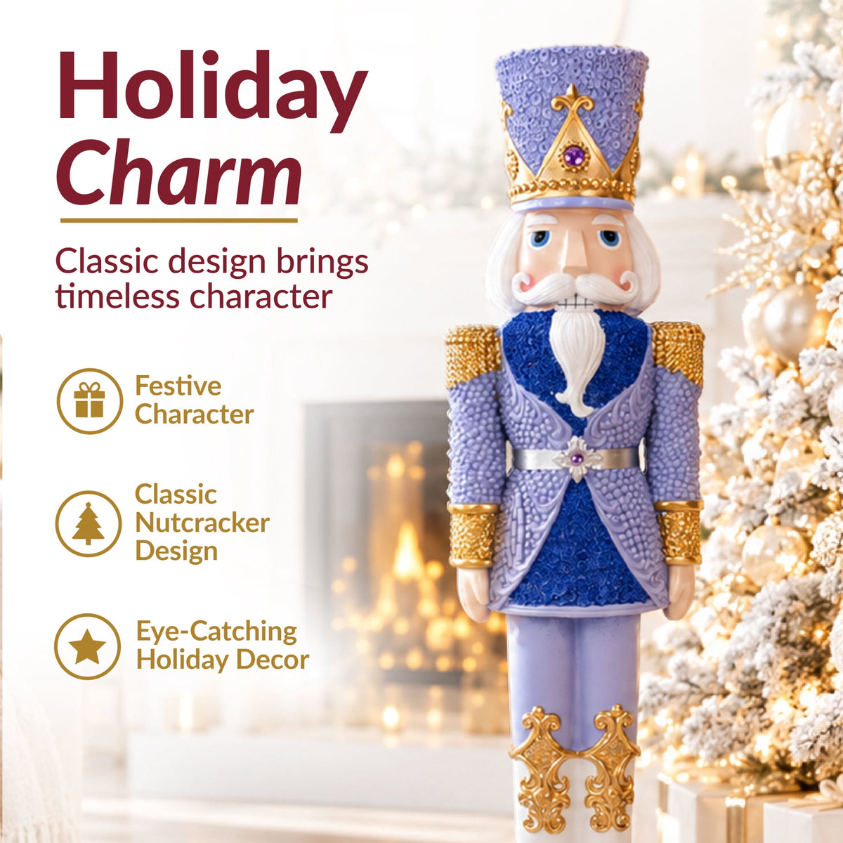 Sunnydaze Pink Polyresin Kenneth the Princely Nutcracker Christmas Statue, 37"