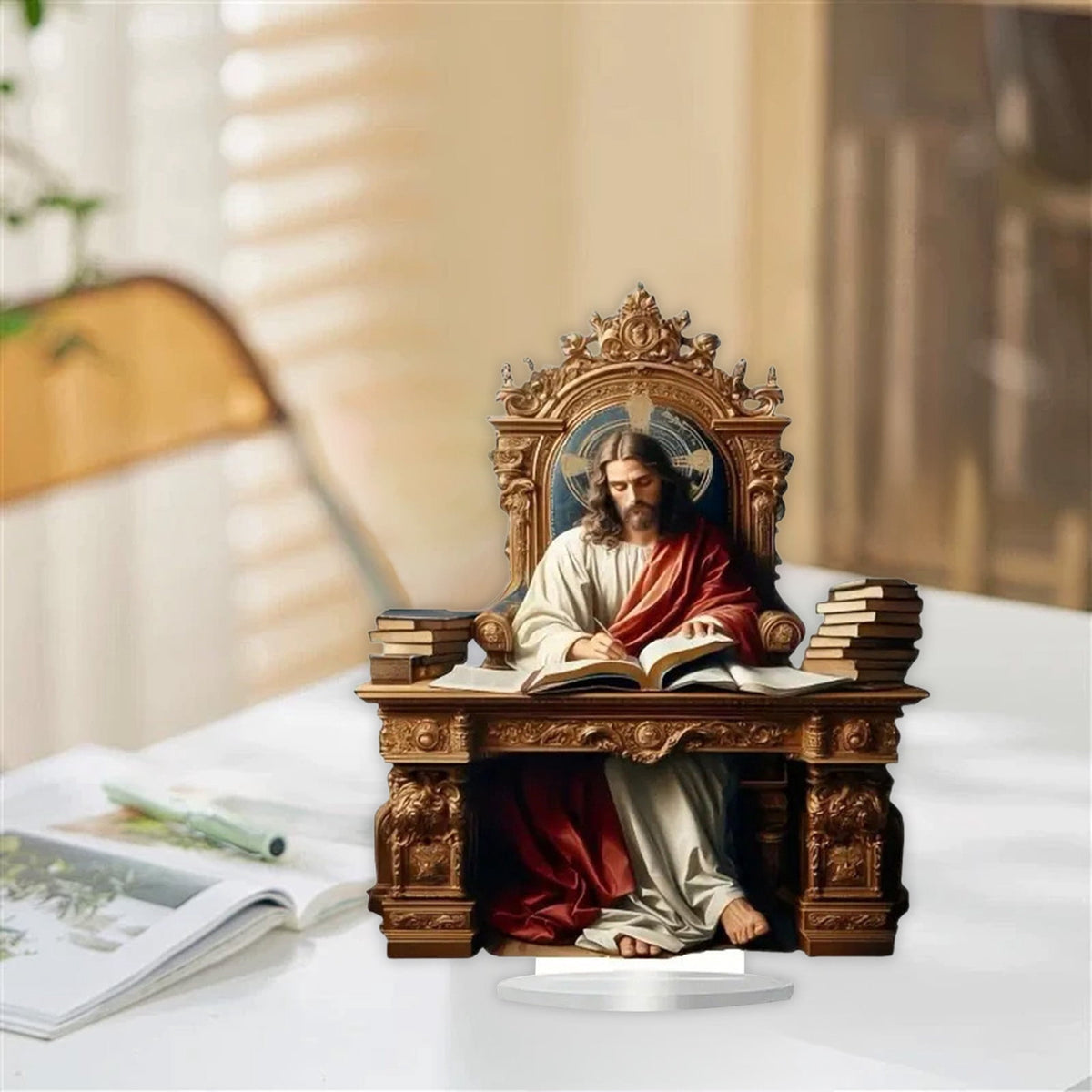 Xuniizn Christmas Ornaments 7x5x3" Acrylic Nativity Scene Standing Decorative, Nativity Sets & Figures Indoor Holiday Party Wedding Christmas Table Decorations, Christmas Decorations for Home