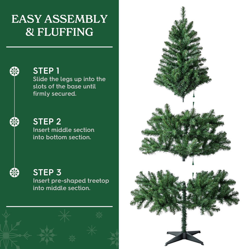 6.5' Pre-Lit Madison Pine Green Artificial Christmas Tree with Color-Changing LED Lights and Stand, by Holiday Time