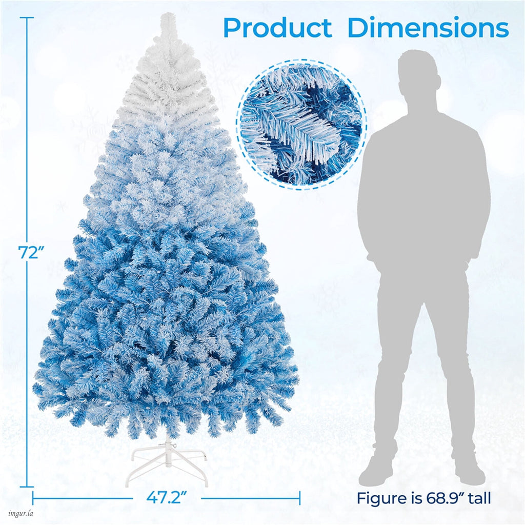 Alden Design 4.5 ft Pre-lit Flocked Christmas Tree with Warm Lights, Frosted White