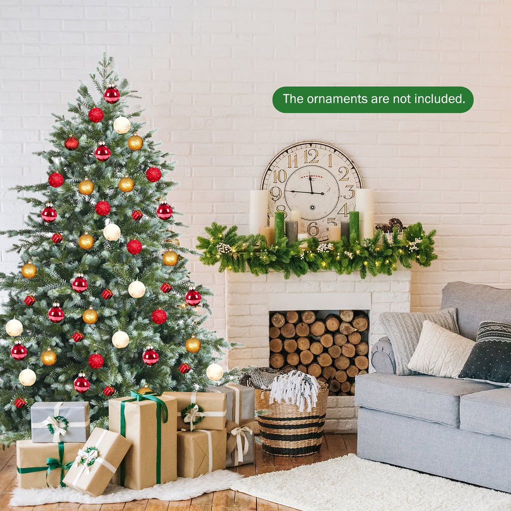 Costway 7ft Artificial Christmas Spruce Hinged Tree w/ 1260 Mixed PE & PVC Tips
