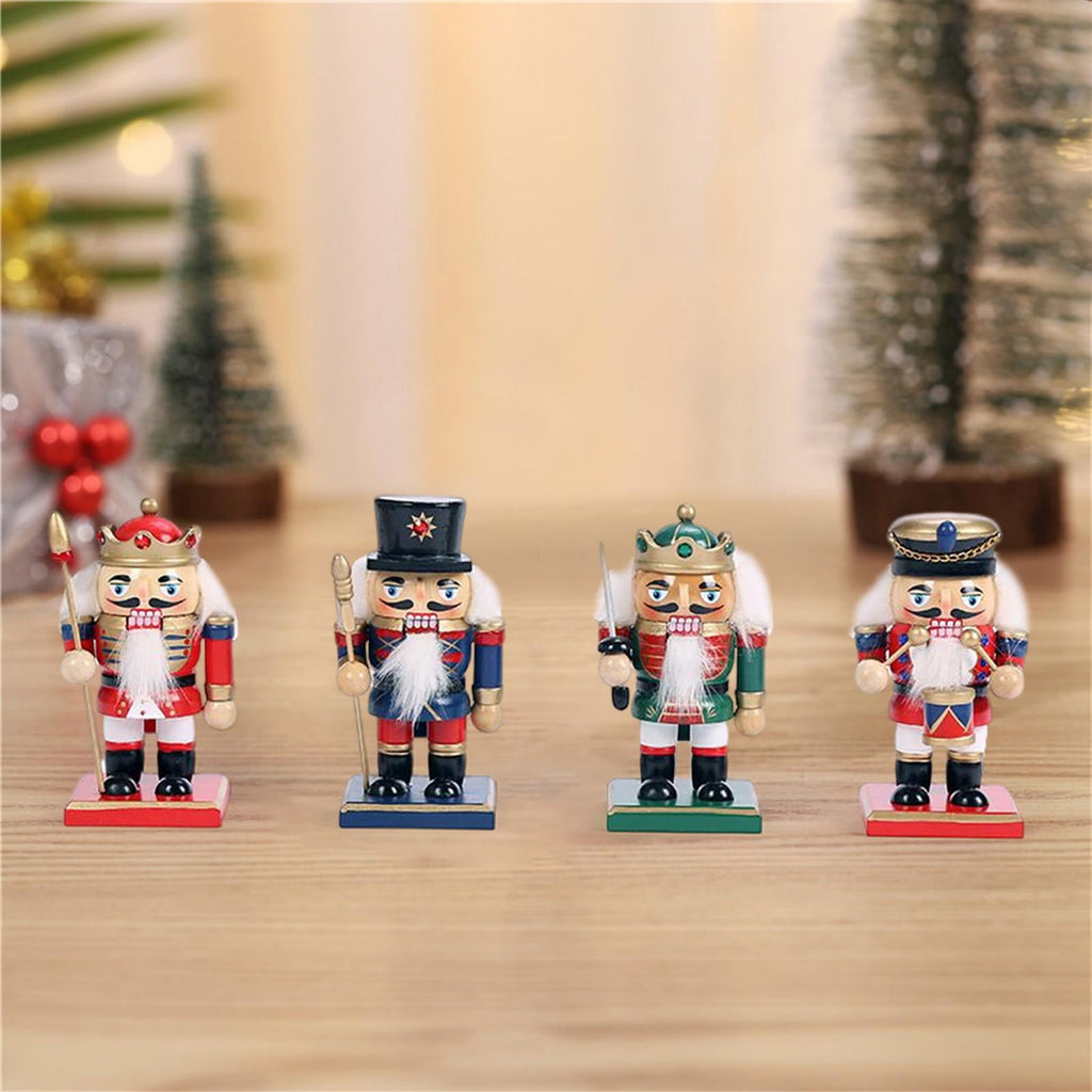 FVDPWYE 4 Pieces Christmas Nutcracker Puppet Gift Decor Party Favors Wooden Traditional