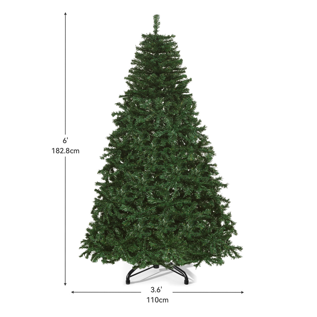 Uforic 6ft Pre-Lit Artificial Christmas Tree with 880 Tips and 250 Warm Lights for Home and Party