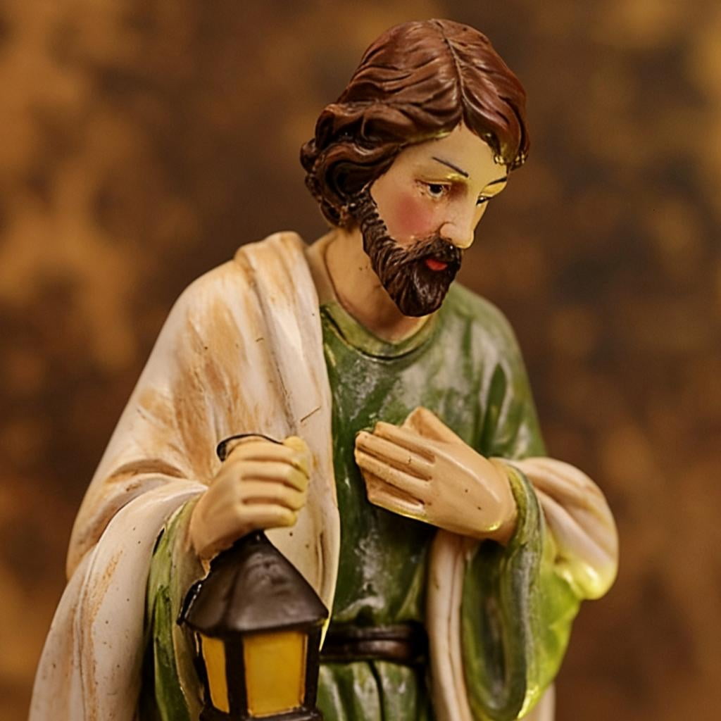 Osdhezcn Friendly Resin Nativity Set LED Light Holy Family Three Persons Christmas Decoration for Indoor Festival Ambiances