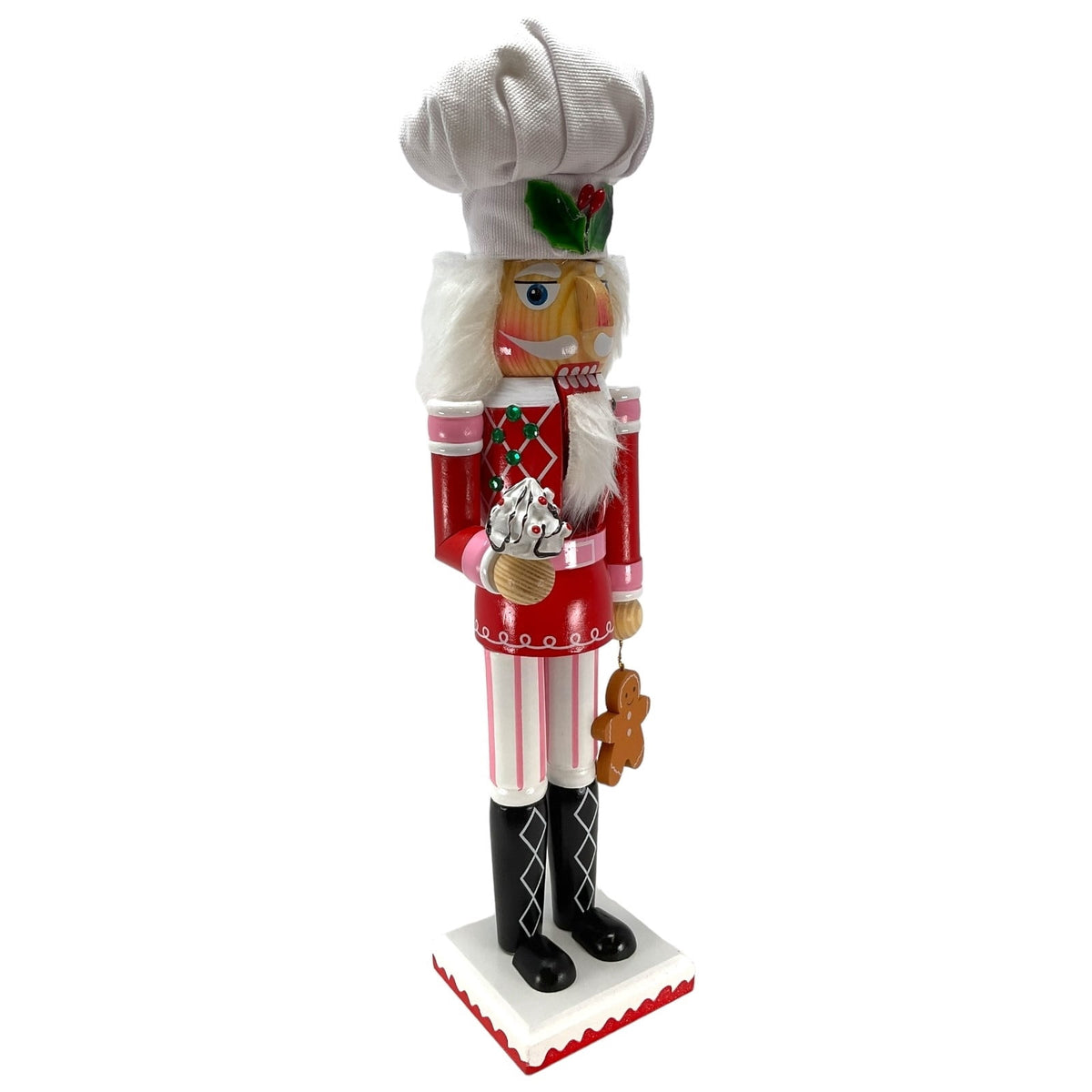 Christmas Wood Nutcracker holding Candy and Gingerbread 15 Inch 2 Piece Set