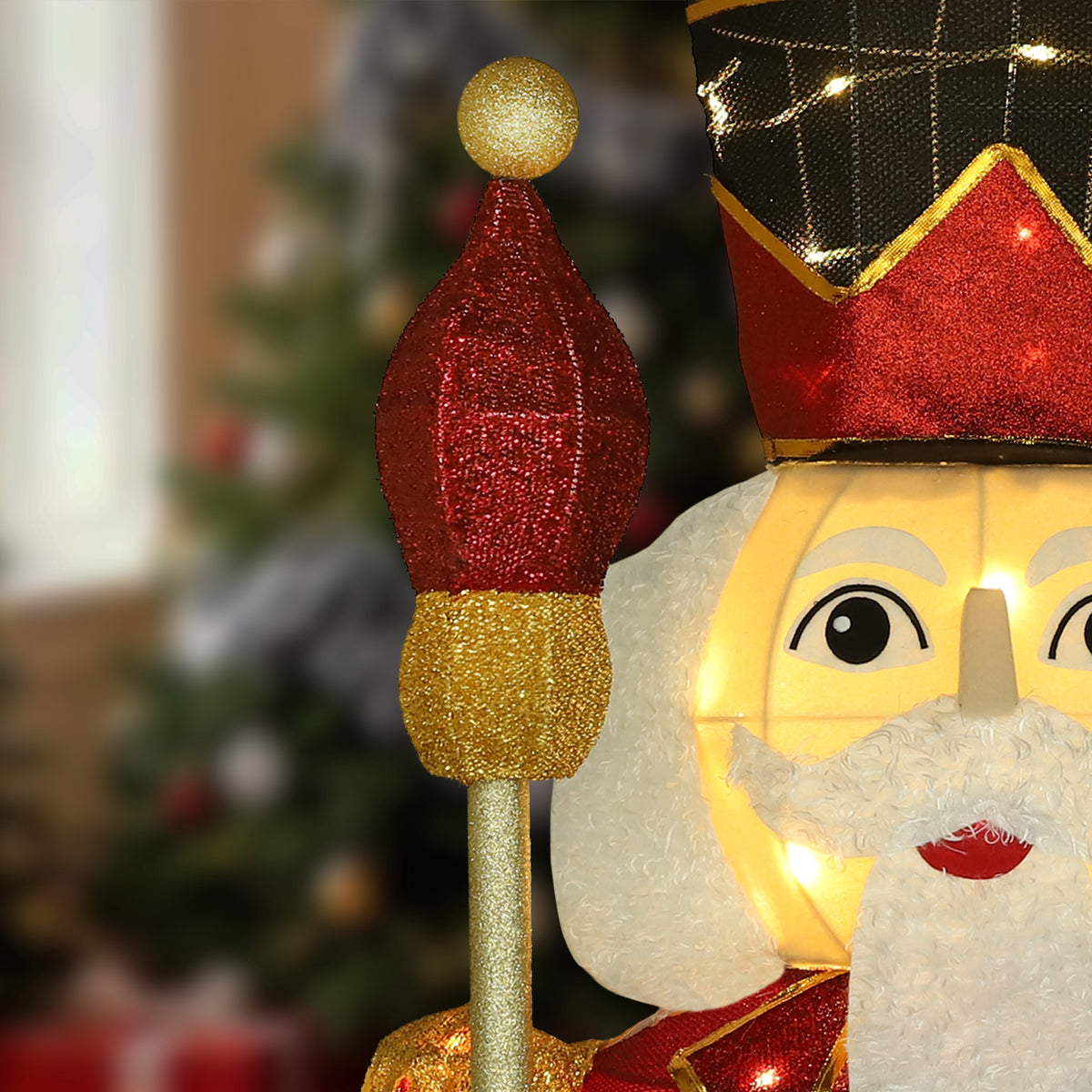 VEIKOUS 5ft Christmas Nutcracker Soldier Decoration, Xmas Indoor&Outdoor Decoration W/Candy Cane for Holiday Party