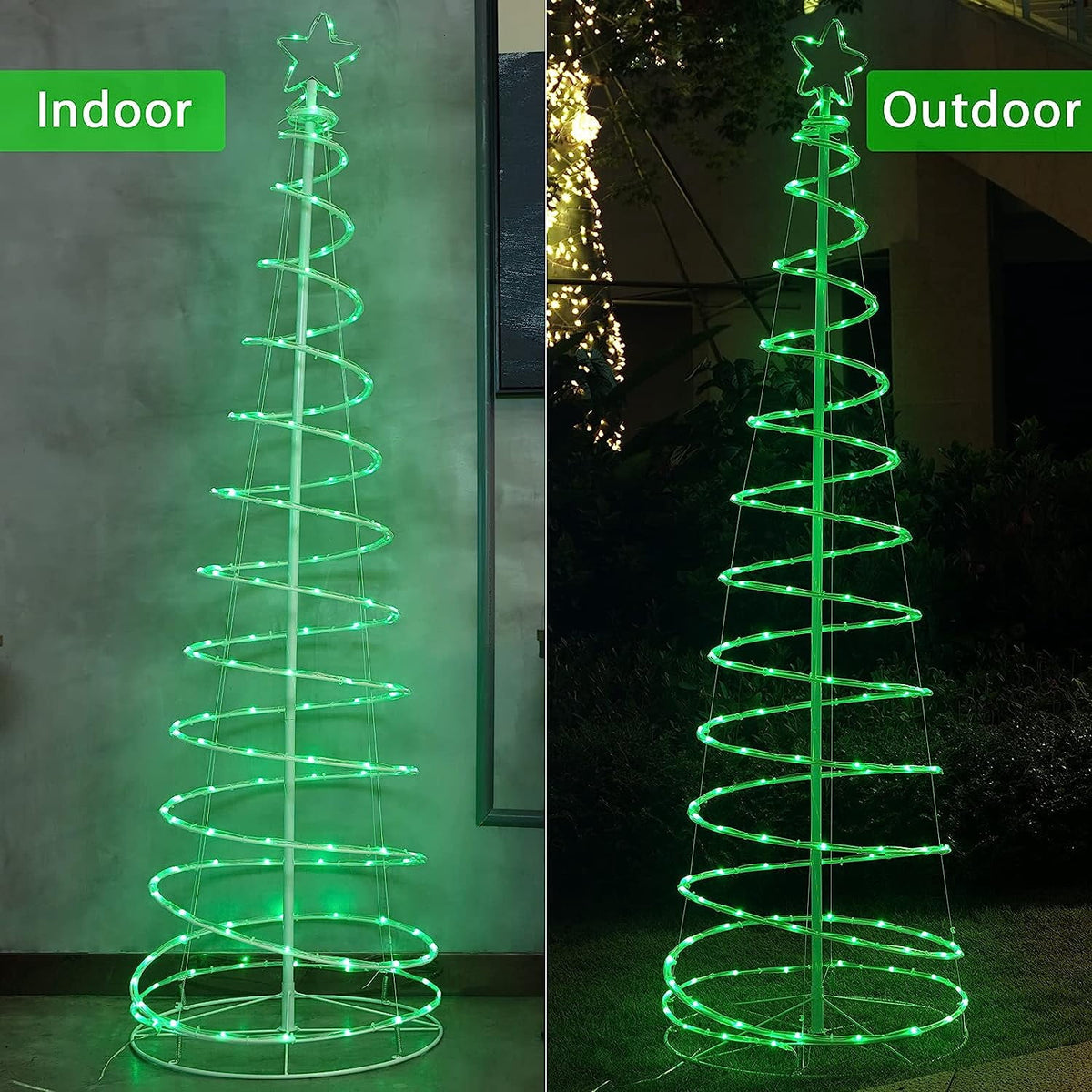 Colorful Lighted Spiral Christmas Tree Lights with Remote, 4FT