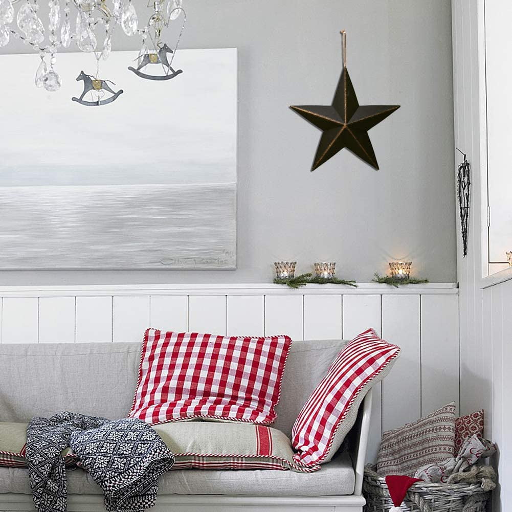 American Metal Barn Star Patriotic Star Hanging Wall Decor Outdoor Indoor Texas Star Ornament Christmas Home Decor 12 inch (3, Black)