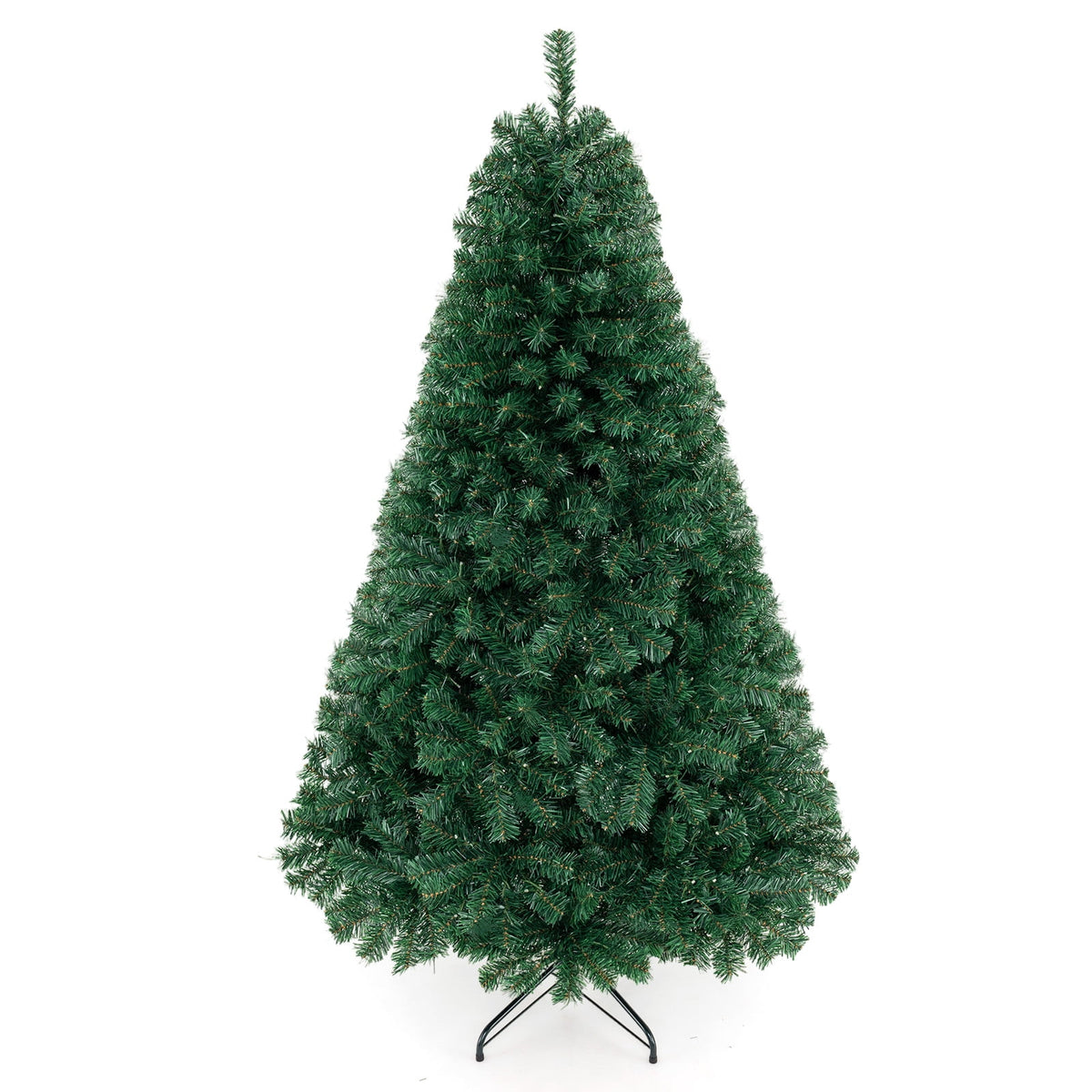 Costway 7Ft Pre-Lit PVC Hinged Christmas Tree 300 LED Lights Green