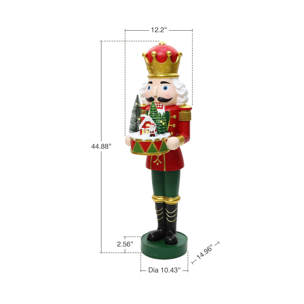 Langford Home Battery-Operated Prelit Nutcracker Soldier Statue Holding Christmas Miniature Landscape