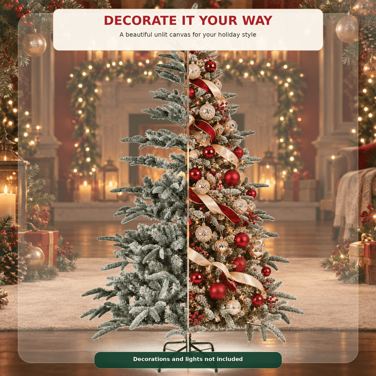 Fenbeli 7ft Unlit Aspen Fir Artificial Christmas Tree, Green