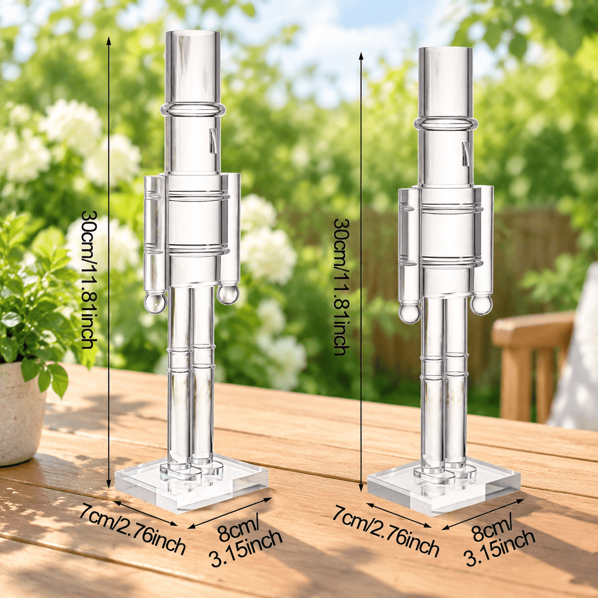 Clear 12 Inch 2 Pack Christmas Nutcracker Figurines, Holiday Decor