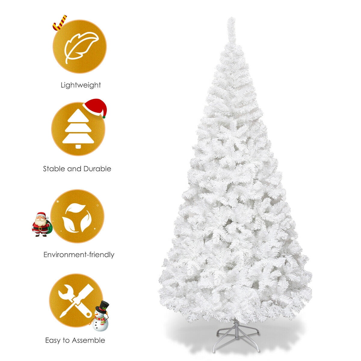 Costway 7Ft Artificial Xmas Tree Stand Christmas Decoration White