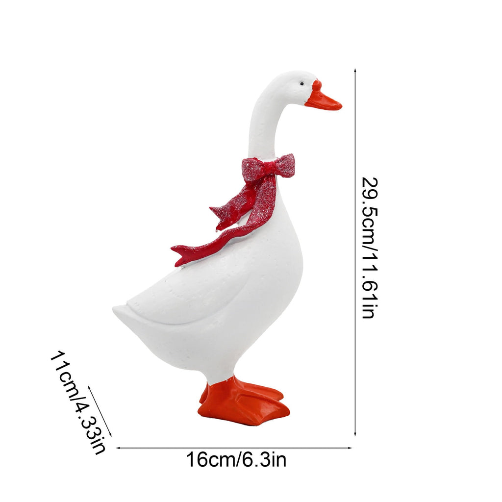 CHJK Hand-Painted Large Porch Goose Statue, Eye-catching Christmas Resin Goosey Ornaments Figurine, Compact Tabletop Ideal For Holiday Parties And Family Decor Must Have Christmas Gift
