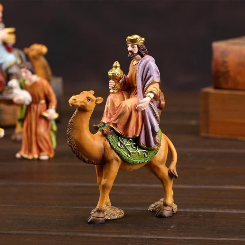 ANXPTIME Christmas Nativity Figurines Resin Manger Holy Family Nativity Scene Statue