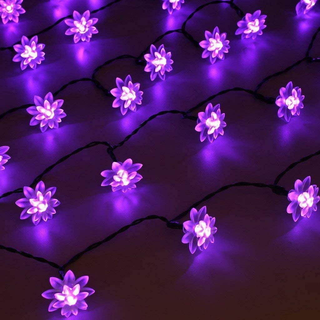 HESHENG Solar Lotus Flowers String Lights, Waterproof 40ft 100LEDs Lights Fairy Lights Outdoor 8 Modes Festival Lighting for Patio Yard Tree Wedding Party Christmas Decoration, Multicolor