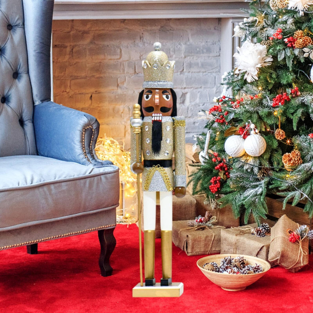 QccHieUs Nutcracker Figurine Statue Traditional Desktop Wood Table Centerpiece Christmas