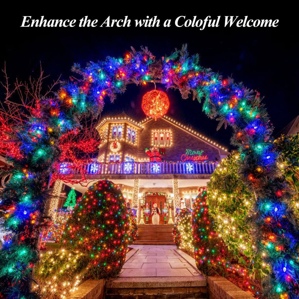 Rirool 2-Pack Solar Christmas Lights 100LED 39ft Waterproof Multicolor String Lights with 8 Modes for Gardens, Wedding, Party, Christmas Tree, Xmas Outdoor Decorations