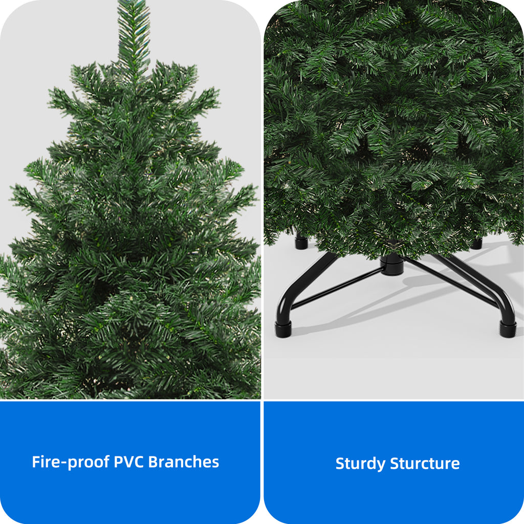 Dextrus 6ft Artificial Christmas Tree, Spruce Holiday Christmas Pine Tree with 880 Branch Tips & Metal Hinges, for Home, Office and Party Decor, Green
