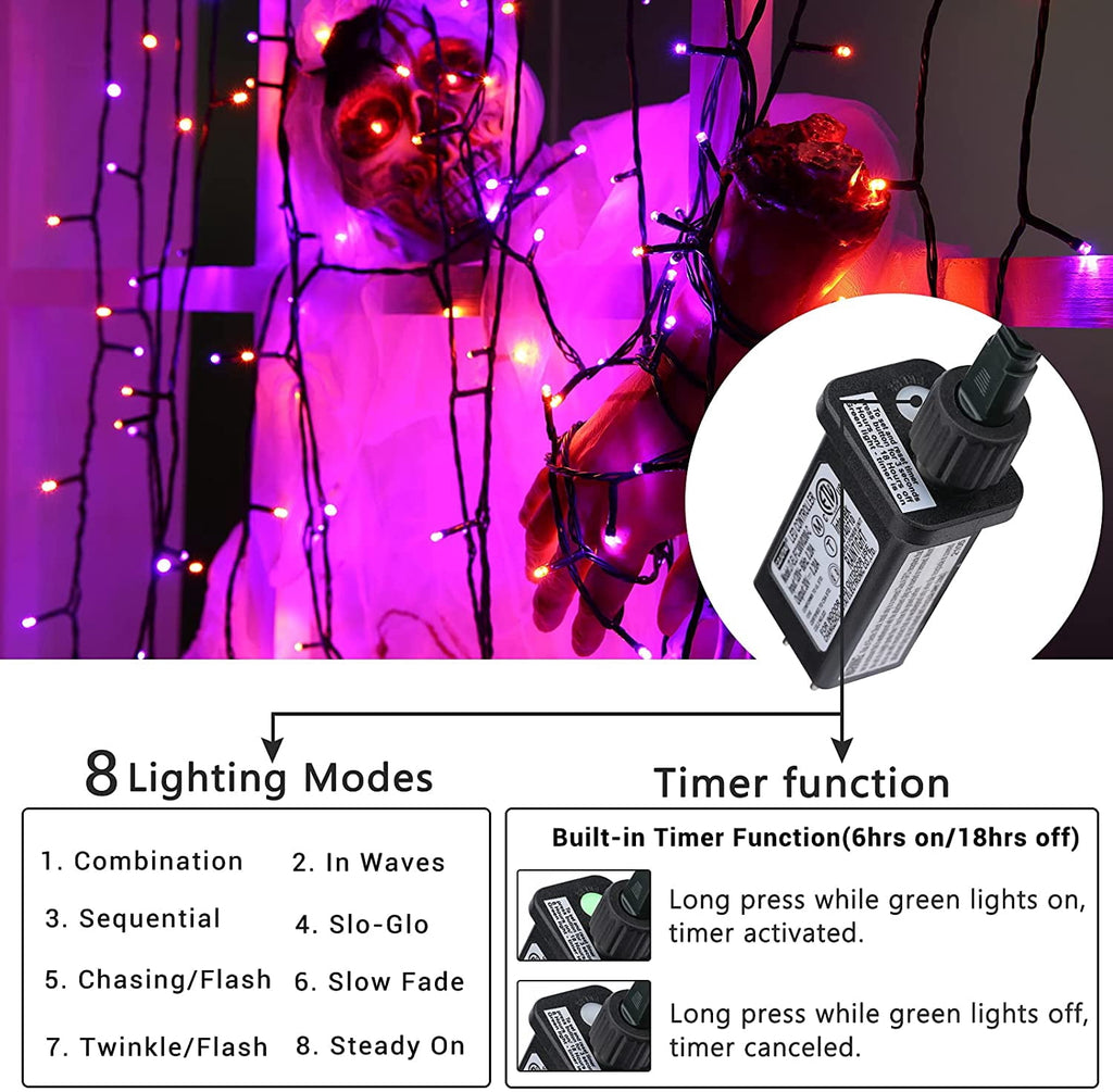 Christmas Lights Multicolor, Toodour 82ft 200 LED Christmas String Lights with 8 Modes, Timer, Connectable Plug in Christmas Outdoor Indoor Lights for Home, Garden, Party, Christmas Tree Decor