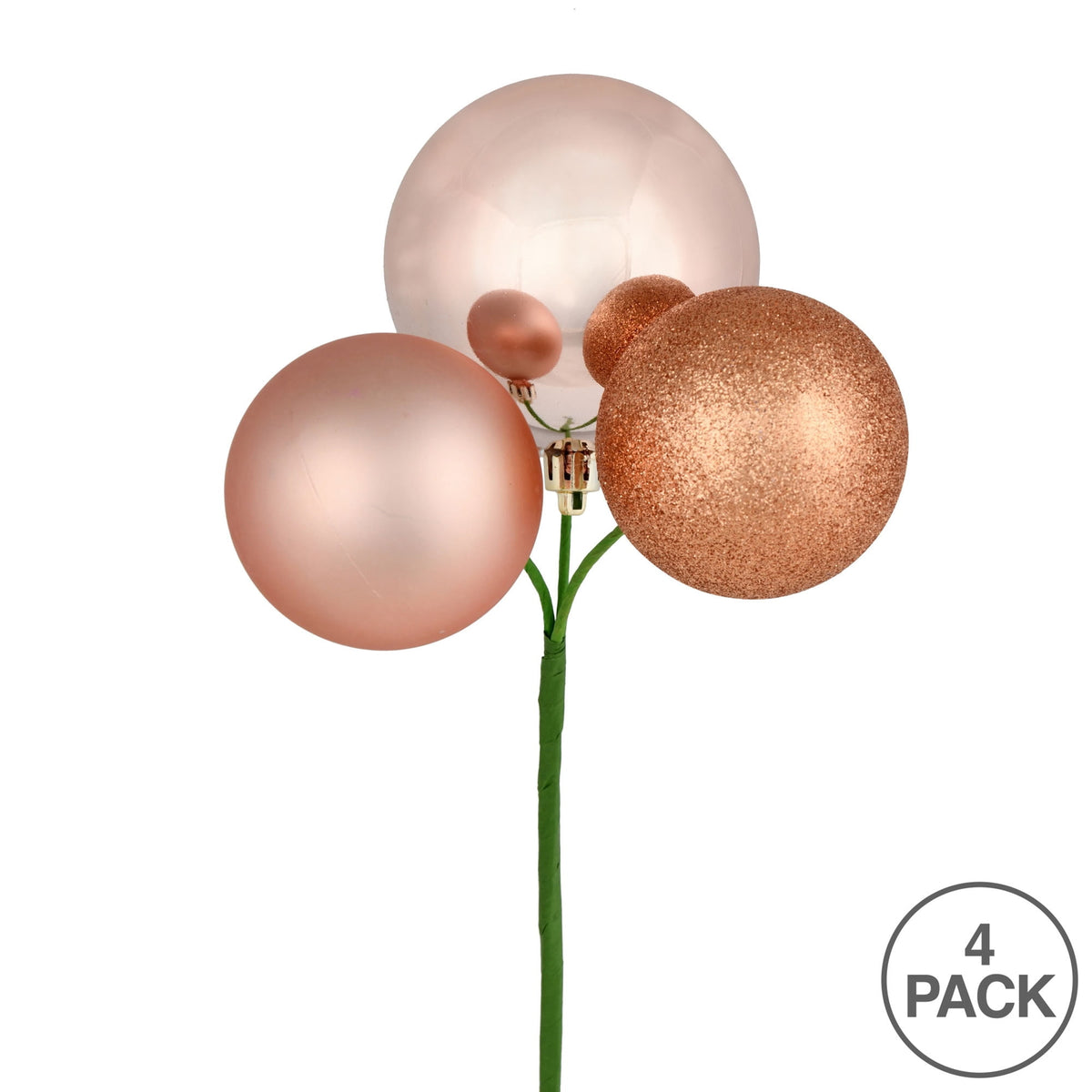 Vickerman 18" Coral Ball Ornament Christmas Pick, 4 per set