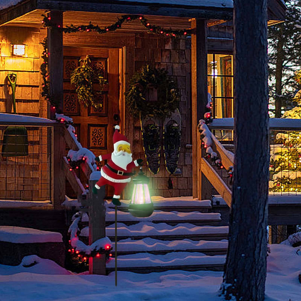 DAMAI Solar Garden Light in The Shape of Santa Claus, IP65 Christmas Solar Kettle Lights with LED Light, Vintage Waterproof Outdoor Lantern Xmas Yard Decor Lamp for Pathway Patio