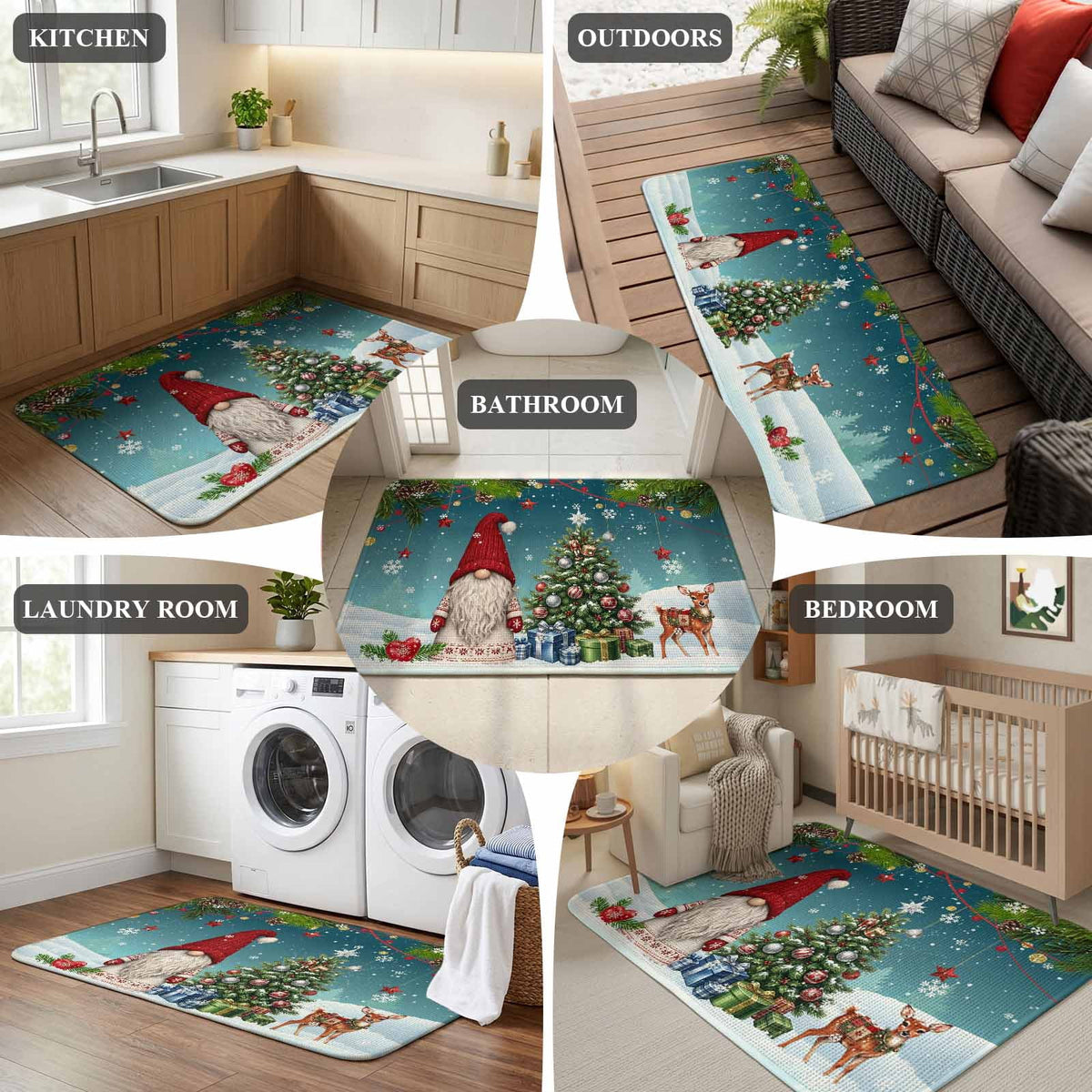 Red Truck Christmas Washable Area Rugs for Living Room Bedroom, Large Non Slip Indoor Floor Carpet Absorbent Xmas Tree Gnomes Navy Blue Snowflake Door Mat Rugs for Bathroom Entryway 63"x90.6"