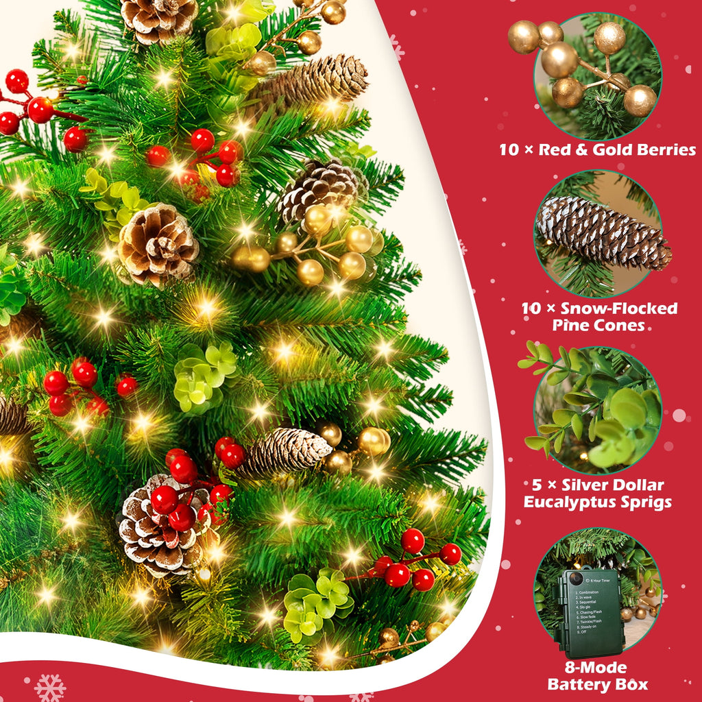 Yexmas 2PCS Small Outdoor Christmas Trees with LED Lights,30" Artificial Xmas Decora for Porch,Yard,Pathway,Garden,PVC