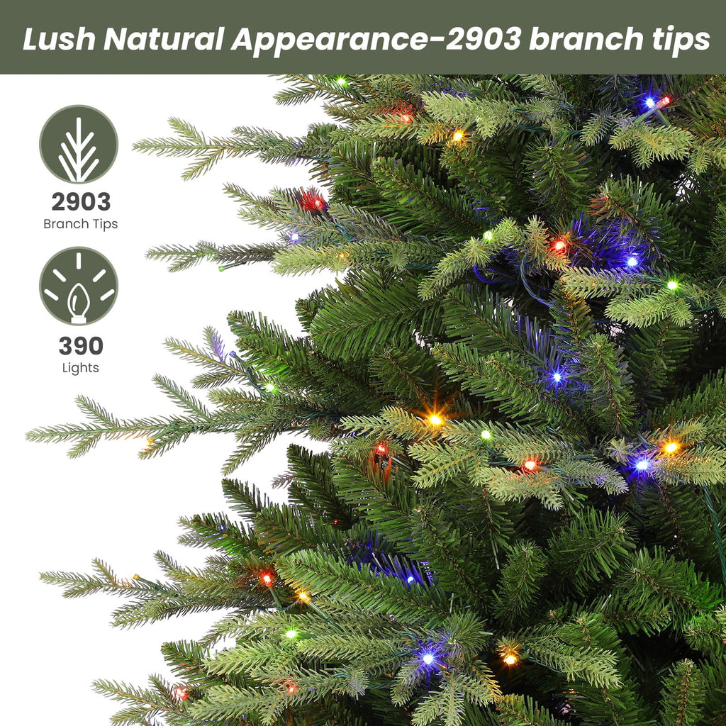Lolsea 7ft Prelit Aspen Noble Fir Artificial Christmas Tree with Realistic PE Foliage, Warm White & Multi-Color Lights and Remote Control
