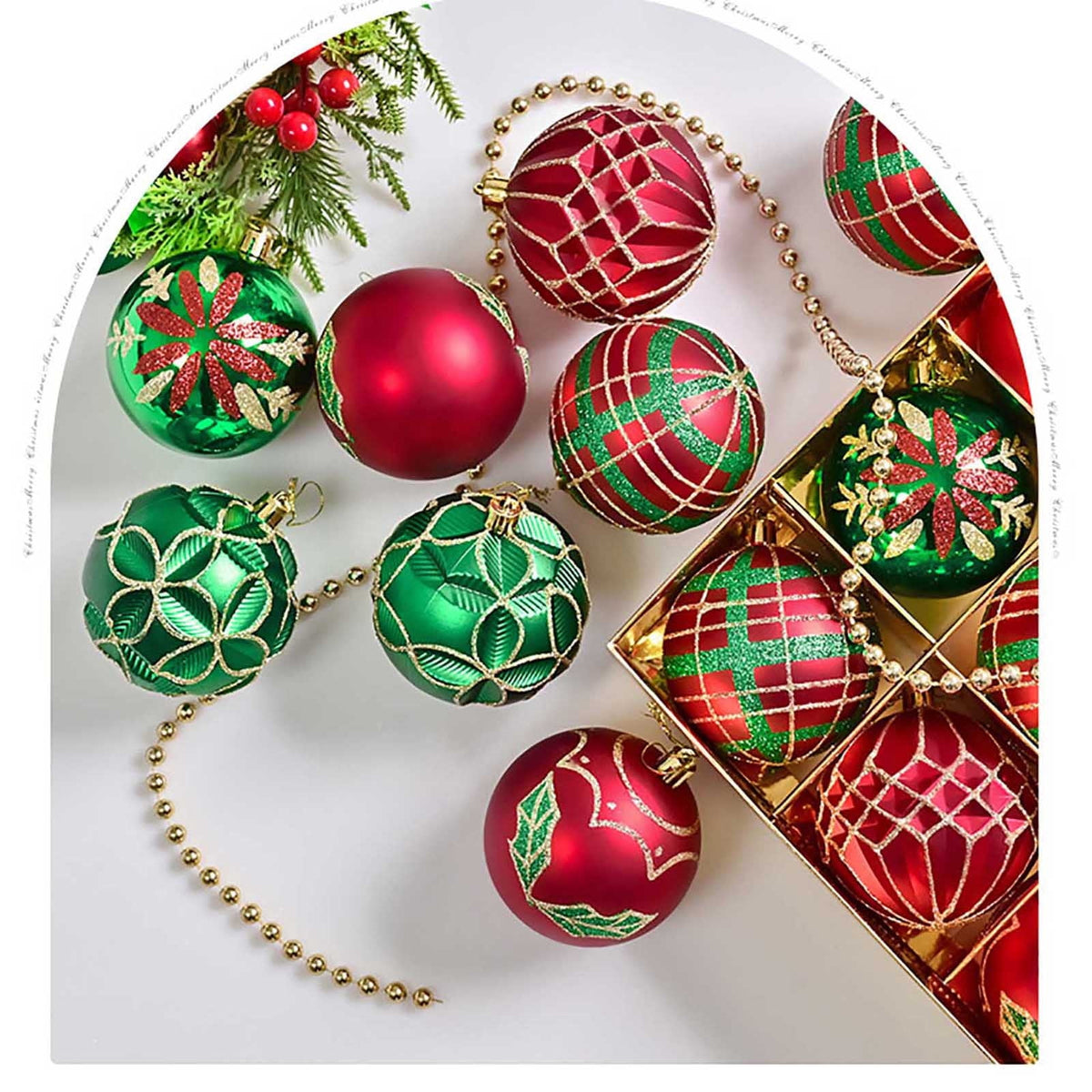 Kbndieu 16 Pcs Christmas Ornaments Ball 3.15" Multicolour Plastic Christmas Tree Decorations Set Shatterproof Hanging Ornaments for Christmas Tree Xmas Holiday Home Decor