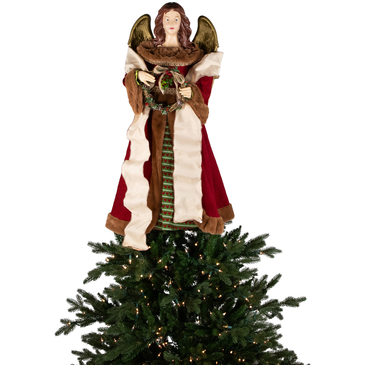 Northlight Angel with Wings Commercial Size Christmas Tree Topper - 3' - Brown and Red - Unlit