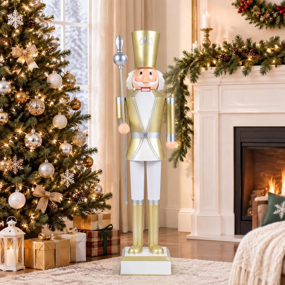 Christmas Nutcracker, 4 Ft, with High Hat, Scepter, Hidden Storage Compartment, Metal Frame, Sturdy Base