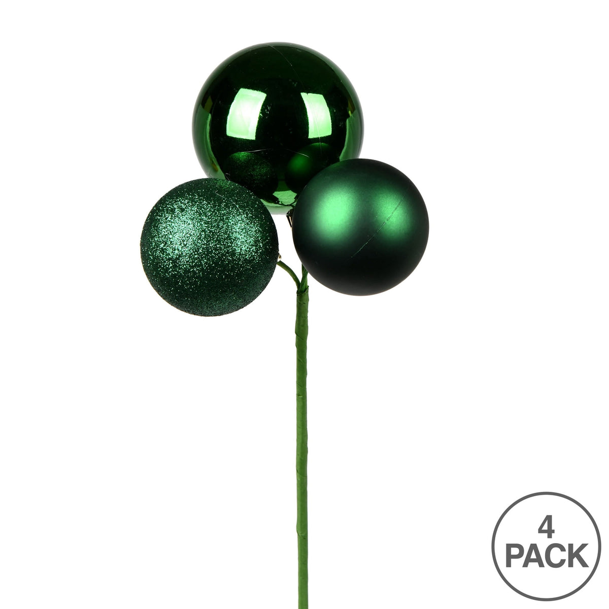 Vickerman 18" Coral Ball Ornament Christmas Pick, 4 per set