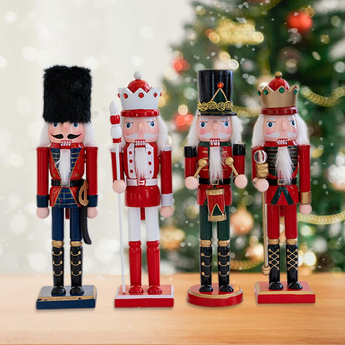 Tachiuwa 5 Pieces Nutcracker Figurines, Wooden Nutcracker Christmas Decor, Traditional Christmas Nutcracker for Festival Shelf
