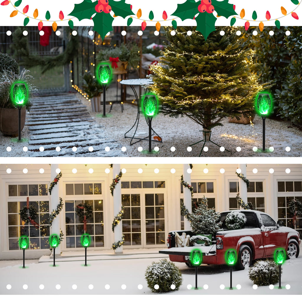 Solar Torch Lights with Flickering Flame, Solar Flickering Lights, 4 Pack Solar Lights Outdoor Waterproof Solar Pathway Lights Landscape Lighting for Garden Lawn Patio Yard Outdoor Decorations