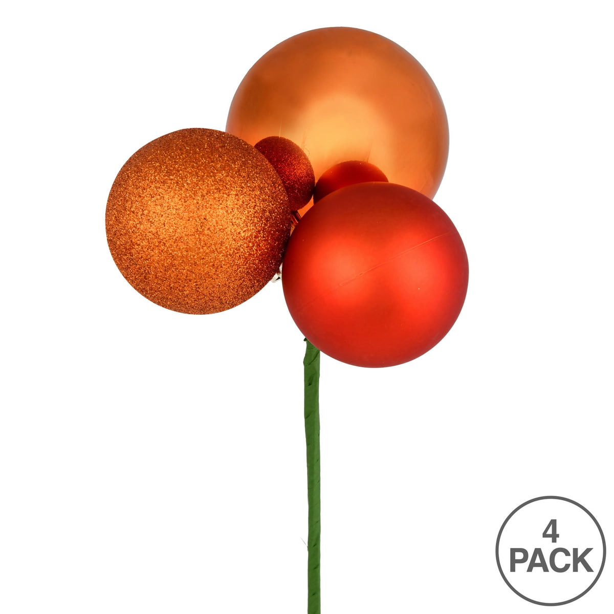 Vickerman 18" Coral Ball Ornament Christmas Pick, 4 per set