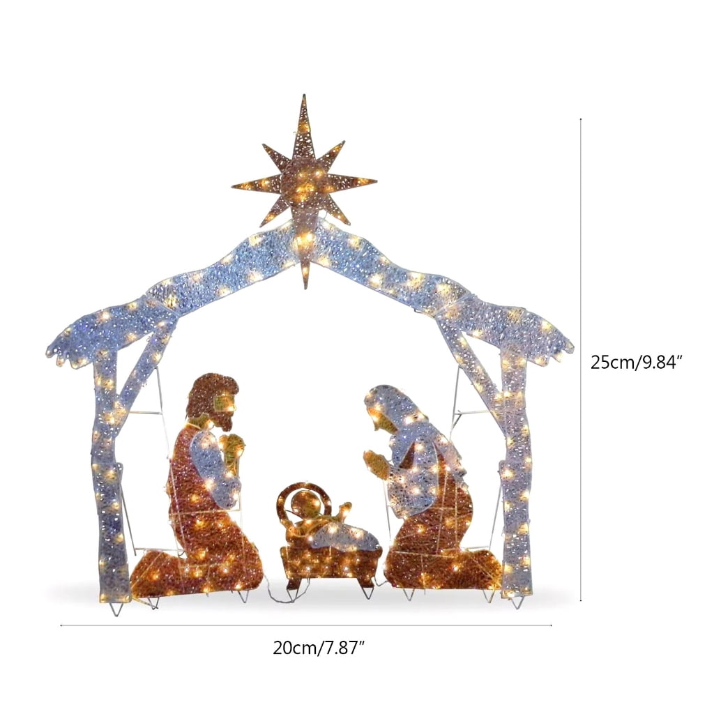Whoamigo Christmas Nativity Scene Ground Insert Card Stake with LED Lights