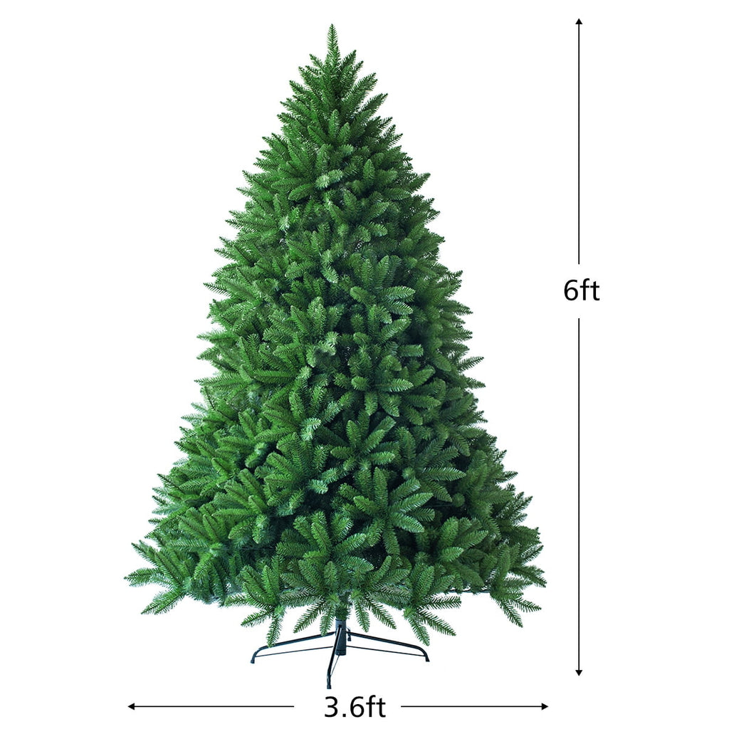 Costway 6ft Premium Hinged Artificial Christmas Fir Tree w/ 1250 Branch Tips