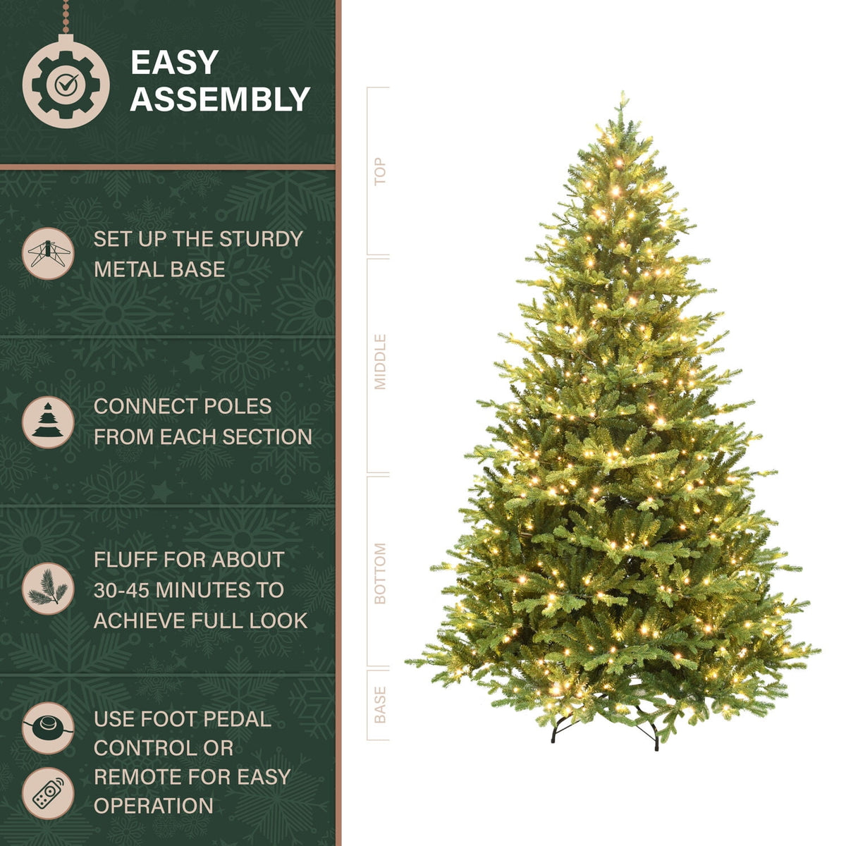 Fraser Hill Farm Prelit LED Warm White Slim 9-ft Artificial Christmas Tree, FFOP090-5GR