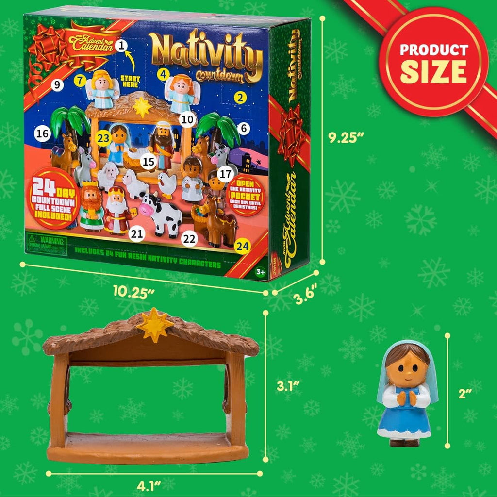 Joyfy Christmas Advent Calendar 2026 Nativity Figurine Set,Christmas Countdown Nativity Scene Set for Kids Boys Girls,24 PCS Nativity Advent Calendar